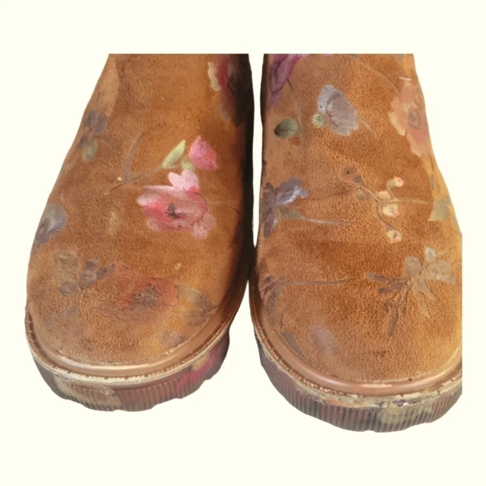 Steve Madden Girl Crystl Floral Chelsea Multicolor Ankle Boots Sz 4